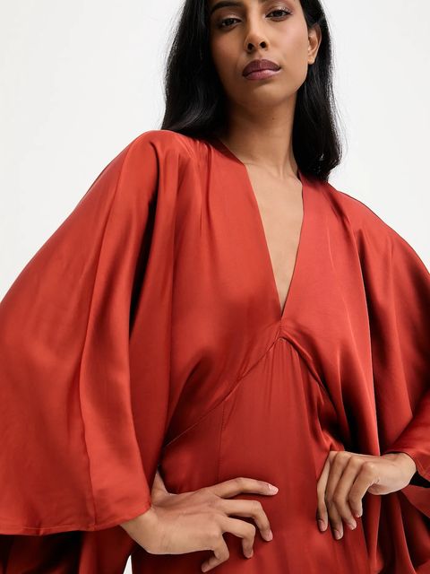 Answear.LAB sukienka kolor czerwony maxi prosta