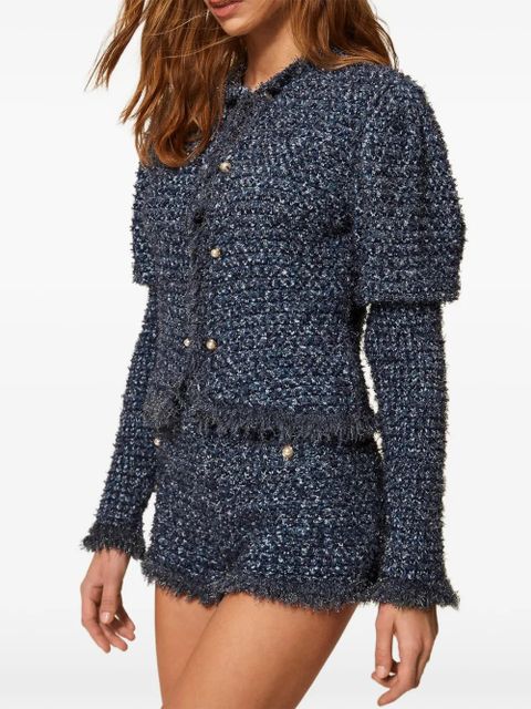 TWINSET frayed knit shorts - Blue