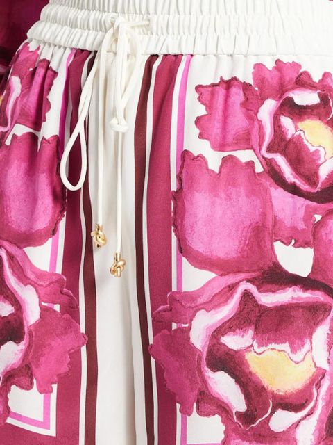 Aje floral-print silk shorts - Pink