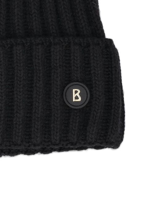 BOGNER pompom ribbed hat - Black