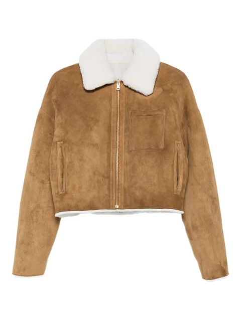 Maje shearling-collared jacket - Brown - zdjęcie produktu nr 1