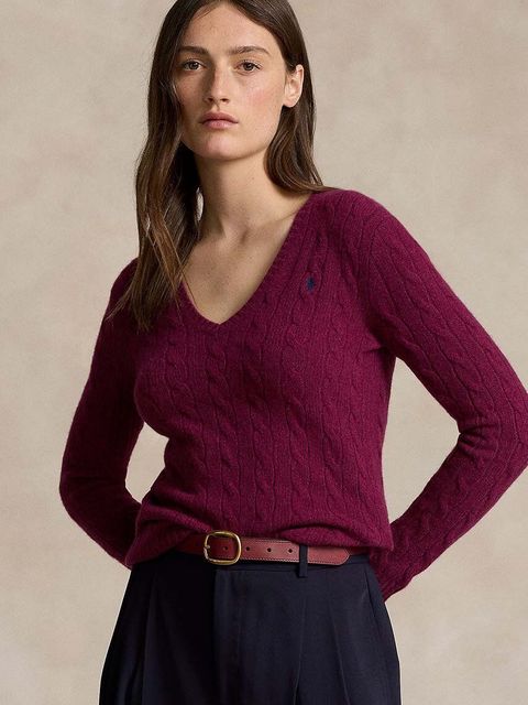 Polo Ralph Lauren sweter wełniany damski kolor fioletowy lekki