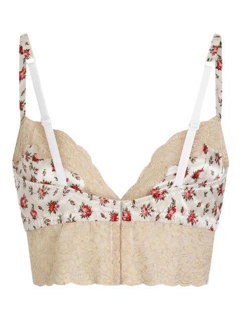 Dolce & Gabbana floral-print lace bra - Neutrals - zdjęcie produktu nr 2
