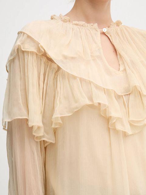 Hoss Intropia bluzka damska kolor beżowy gładka 6282680