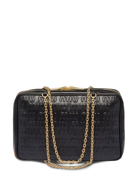 Miu Miu embossed logo leather top-handle bag - Black - zdjęcie produktu nr 1