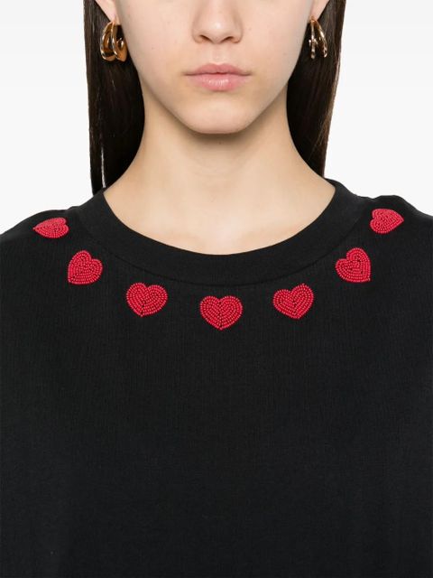 FARM Rio beaded-hearts T-shirt - Black