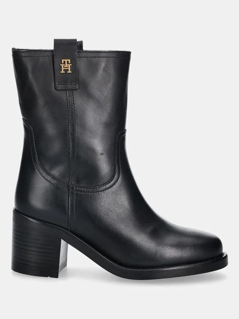 Tommy Hilfiger botki skórzane RIDING LTHR MID BOOT BLOCK HEEL - zdjęcie produktu nr 1