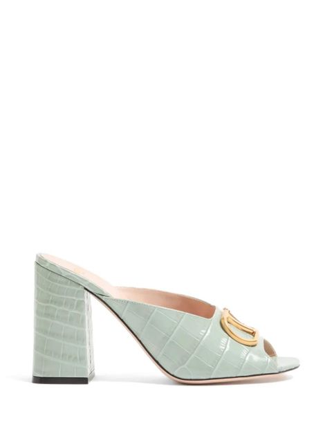 Valentino Garavani VLogo Signature Slide Sandals In Printed Calfskin 95MM - Green - zdjęcie produktu nr 1