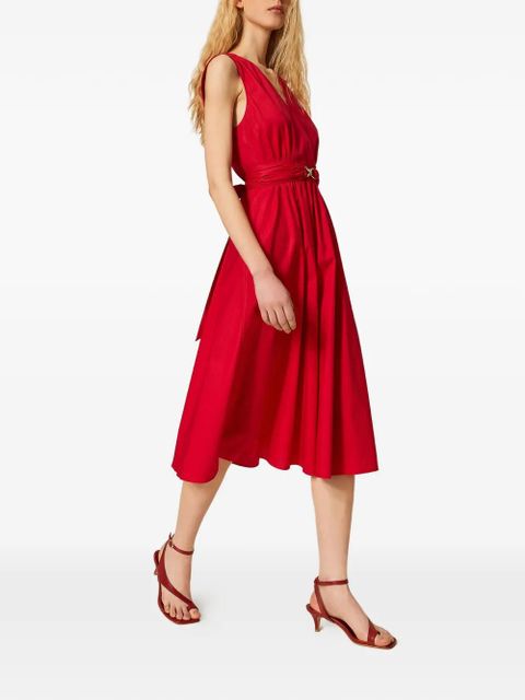 TWINSET V-neck belted midi dress - Red