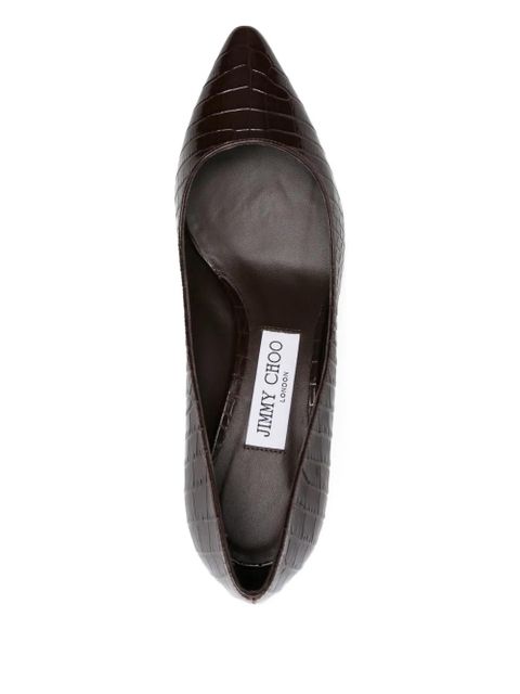 Jimmy Choo crocodile-embossed pointed-toe pumps - Brown