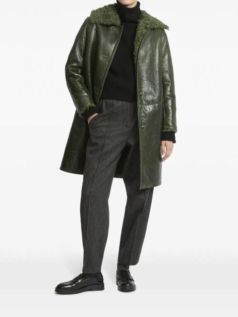 Yves Salomon patent-finish leather coat - Green