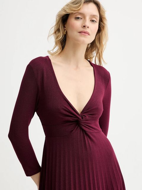 Answear.LAB sukienka kolor bordowy maxi rozkloszowana