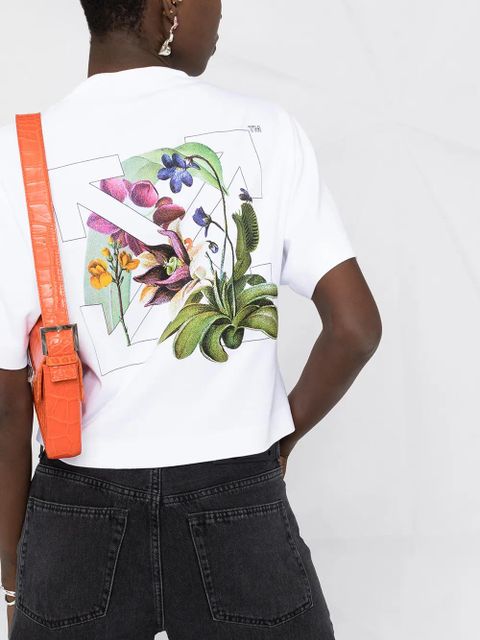 Off-White botanical Arrows cropped T-shirt