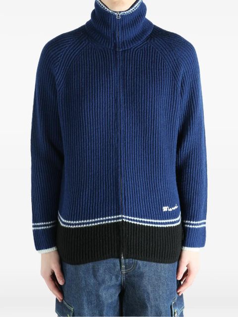Marni zip-up roll-neck cardigan - Blue