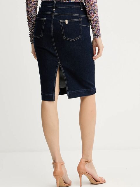 Liu Jo spódnica jeansowa kolor granatowy midi prosta UF5092.D0264