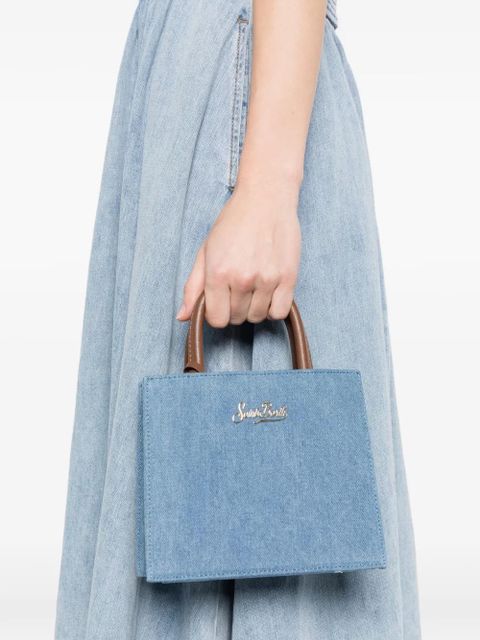 MC2 Saint Barth mini logo-plaque tote bag - Blue - zdjęcie produktu nr 2