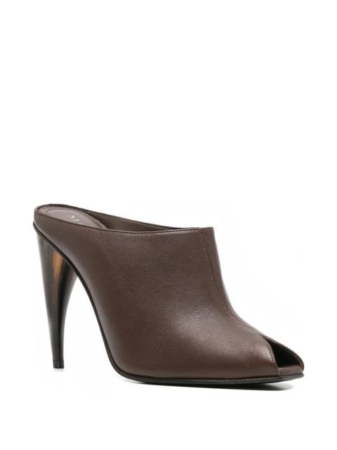 Alexander McQueen peep-toe leather mules - Brown - zdjęcie produktu nr 2
