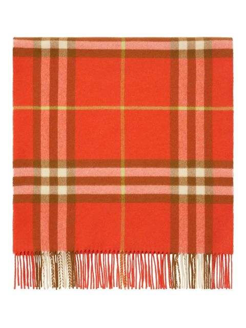 Burberry Check-pattern fringed cashmere scarf - Red - zdjęcie produktu nr 1