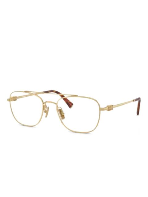 Miu Miu Eyewear double-bridge rectangle glasses - Gold - zdjęcie produktu nr 1