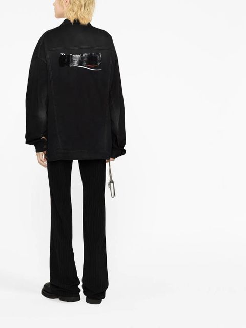 Balenciaga Political Campaign-logo oversized denim jacket - Black