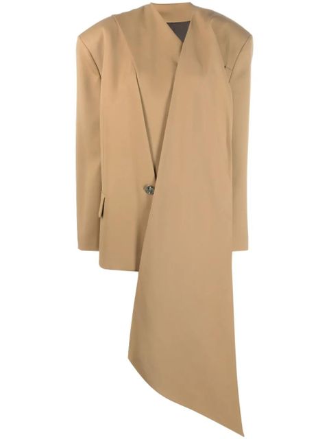 The Attico scarf-embellished single-breasted blazer - Neutrals - zdjęcie produktu nr 1