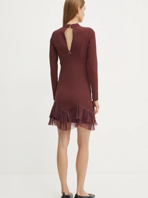 Twinset sukienka kolor bordowy midi dopasowana 242TT2302