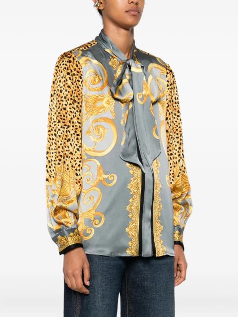 Versace cheetah foulard silk lavallière shirt - Grey - zdjęcie produktu nr 2