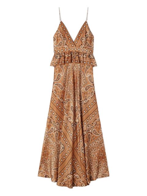 SANDRO V-neck paisley-pattern maxi dress - Brown - zdjęcie produktu nr 1