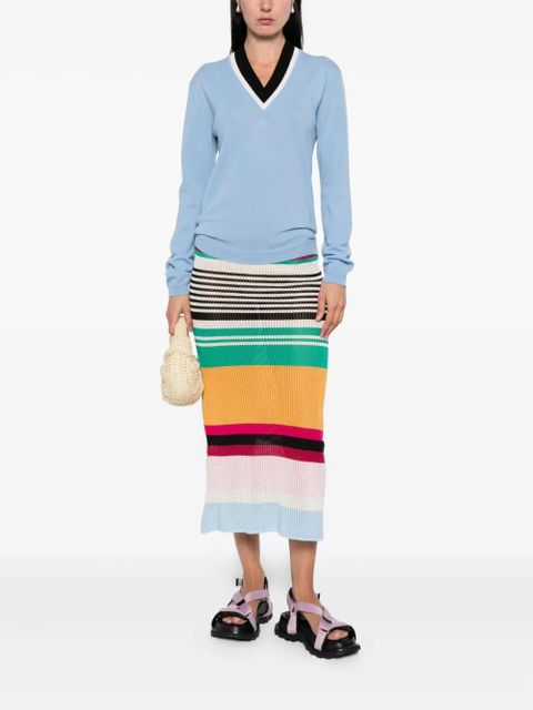 Marni V-neck wool sweater - Blue - zdjęcie produktu nr 2