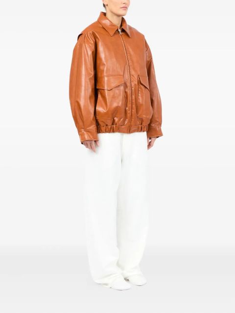 MM6 Maison Margiela zip-up leather jacket - Orange