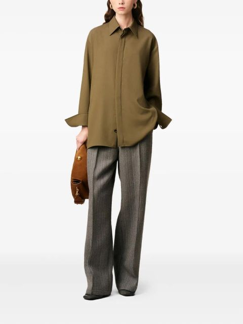 AMI Paris wool side-slit oversized shirt - Green