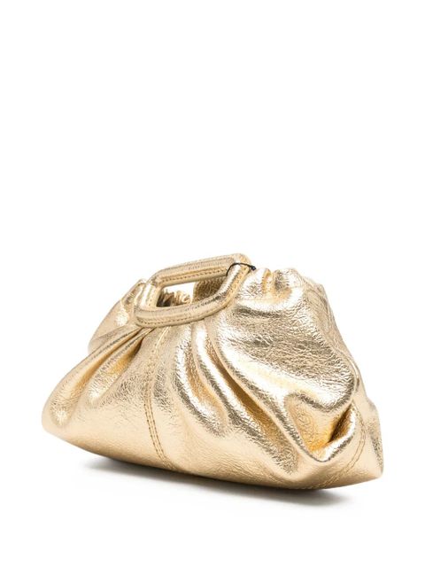 Maje mini ruched leather clutch bag - Gold