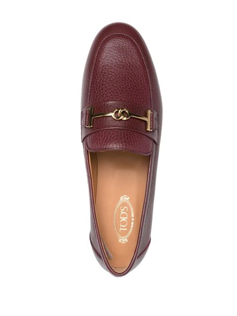 Tod's logo-detail leather loafers - Red