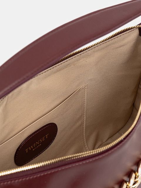 Twinset torebka skórzana kolor bordowy 252TB7161