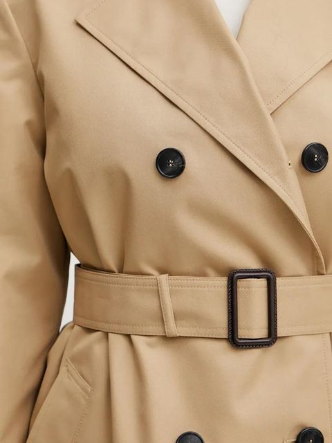 Weekend Max Mara trencz damski kolor beżowy przejściowy dwurzędowy 2515021031600