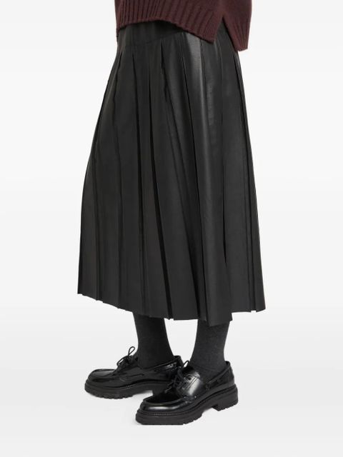 Yves Salomon pleated leather midi skirt - Black