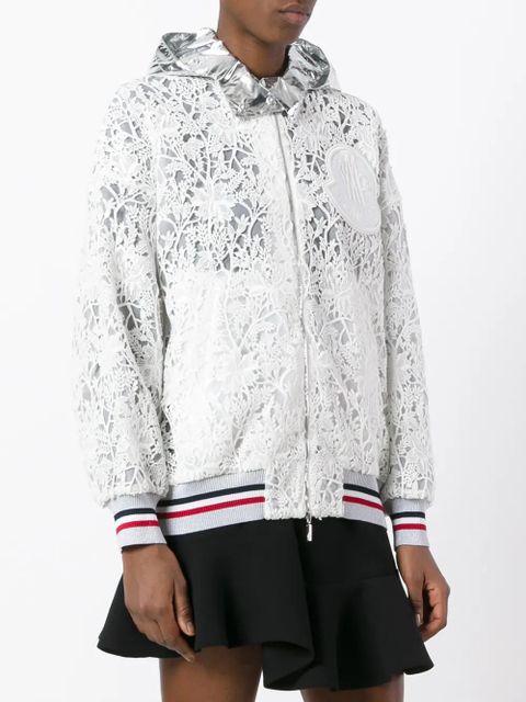 Moncler embroidered hooded jacket - White