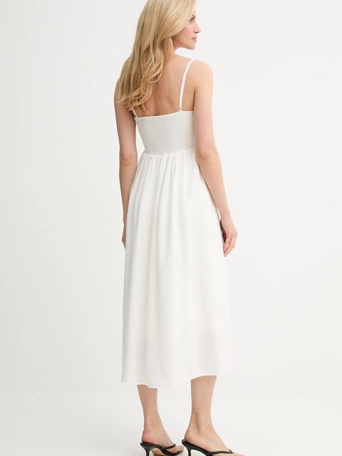 Answear.LAB sukienka kolor biały maxi rozkloszowana