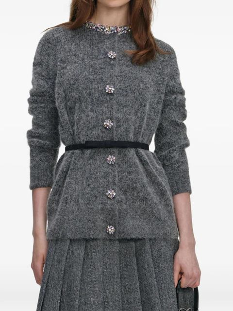 Self-Portrait crystal-embellishment cardigan - Grey - zdjęcie produktu nr 1