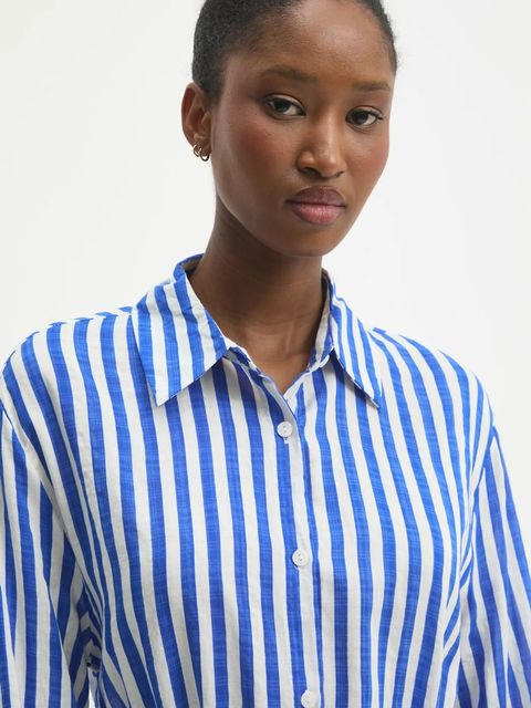 Answear.LAB sukienka z domieszką jedwabiu kolor niebieski mini prosta