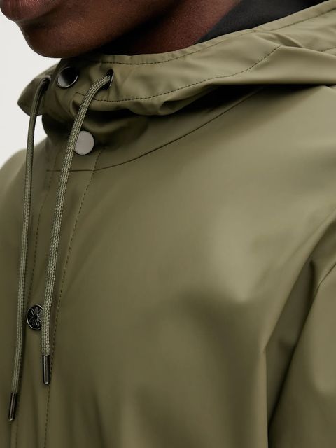 Rains kurtka 12020 Long Jacket kolor zielony przejściowa 12020