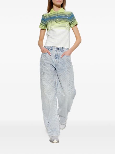 Casablanca crystal-embellished monogram jeans - Blue - zdjęcie produktu nr 2