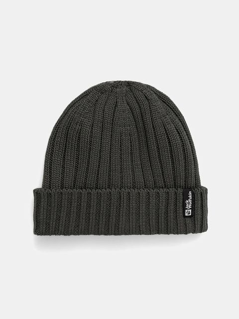 Jack Wolfskin czapka z dodatkiem wełny RIB KNIT kolor zielony 1907122 - zdjęcie produktu nr 1