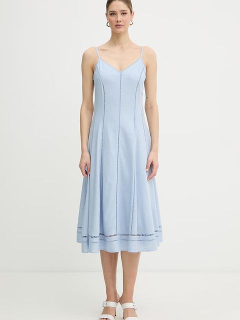 Karl Lagerfeld sukienka z dodatkiem lnu - zdjęcie produktu nr 1