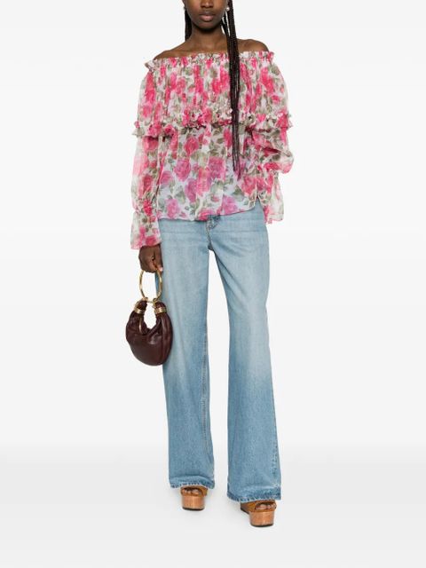 Chloé floral-print ruffled blouse - Pink - zdjęcie produktu nr 2