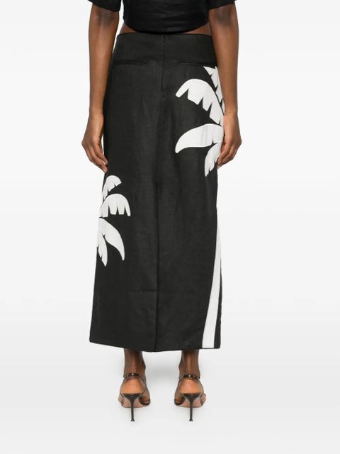 FARM Rio palm-tree-print maxi skirt - Black