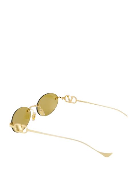 VALENTINO GARAVANI EYEWEAR V-logo oval-frame sunglasses - Gold