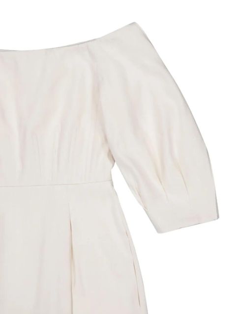 Gabriela Hearst Majano off-shoulder puff-sleeves midi dress - Neutrals