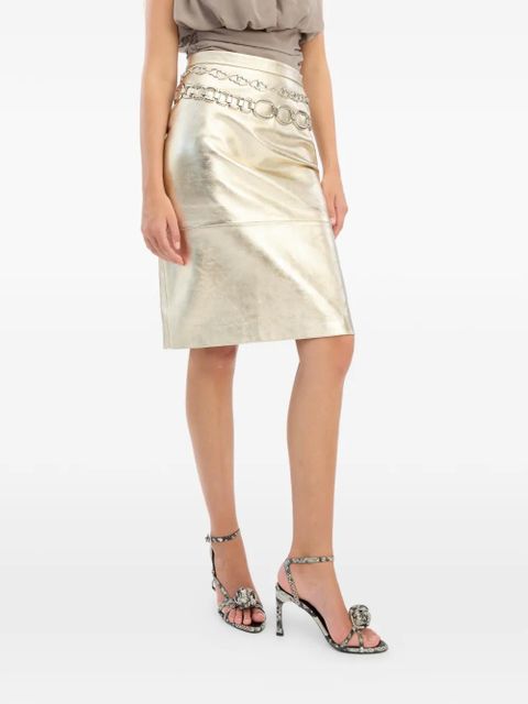 ROTATE BIRGER CHRISTENSEN leather midi skirt - Gold