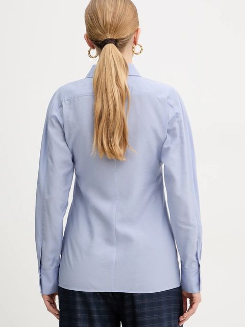Marella koszula damska kolor niebieski regular z kołnierzykiem klasycznym 2523116022200